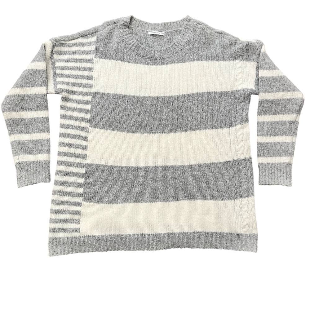 Staccato Tunic Striped Sweater Women’s Large Grey And Cream